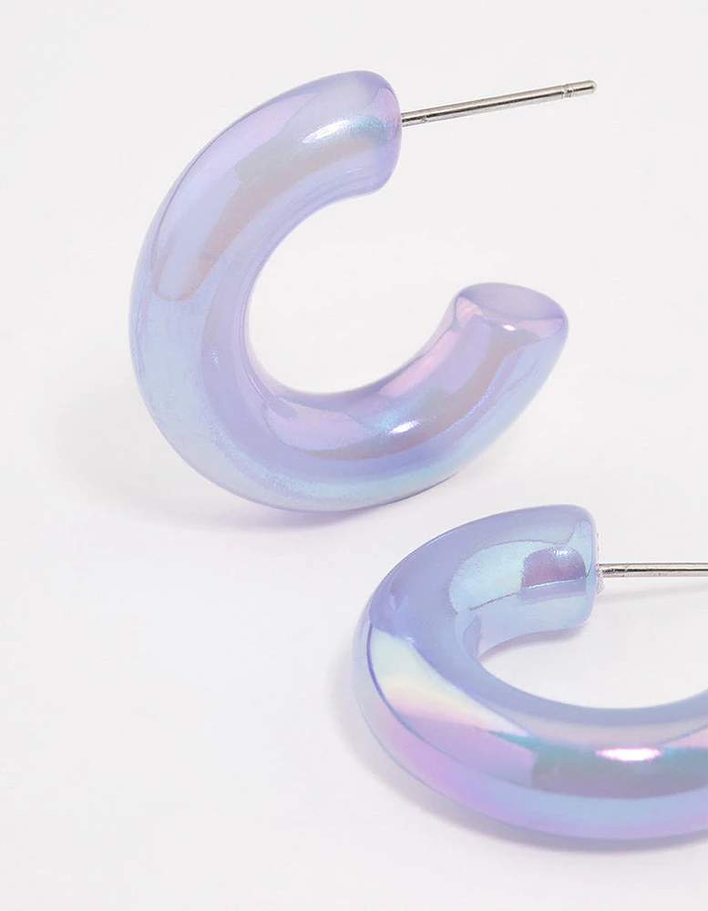 Purple Thick Hoop Earrings