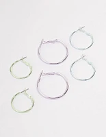 Rhodium Metallic Hoop Earrings Pack