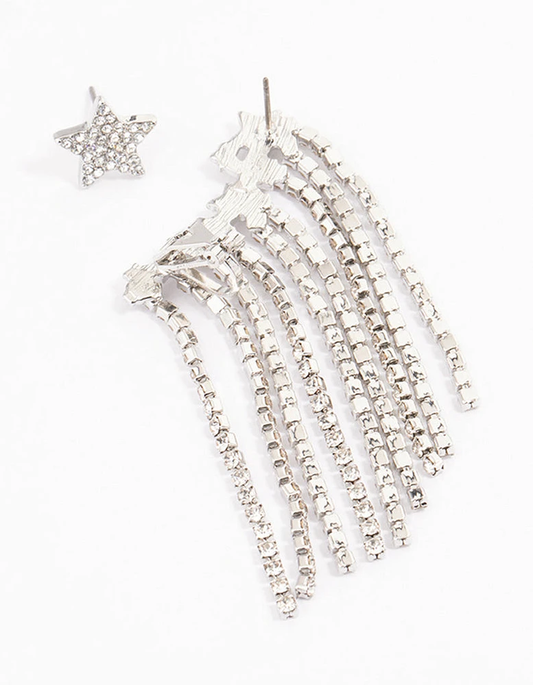 Silver Star Cupchain Cuff Earrings