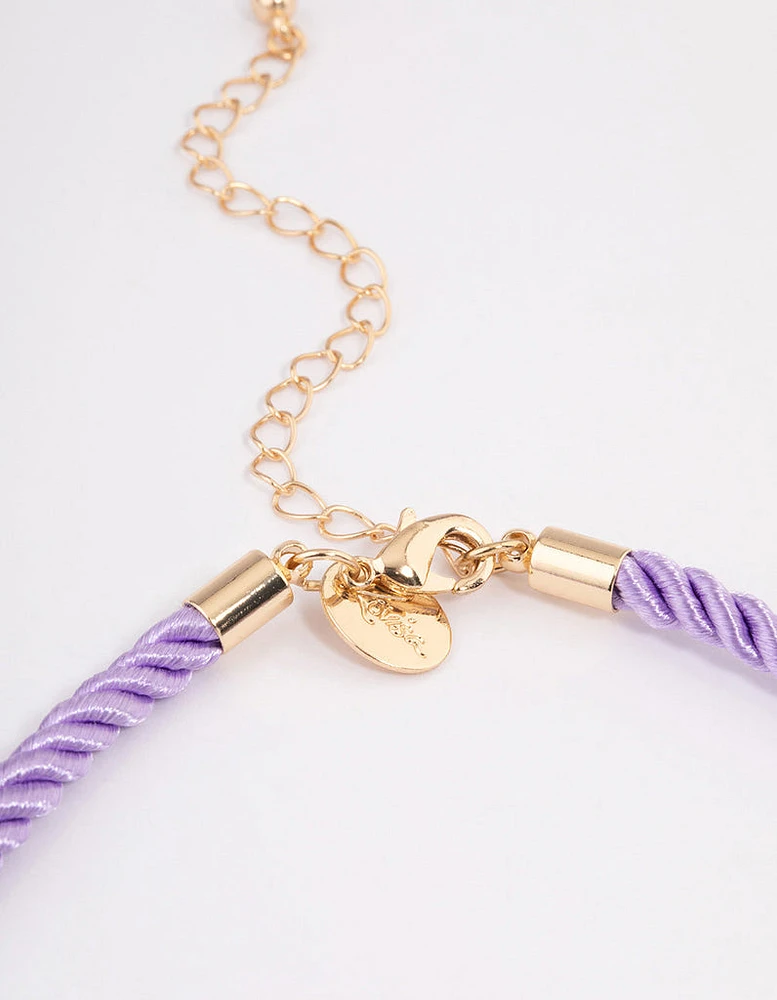 Gold Coloured Cord Puffy Heart Necklace