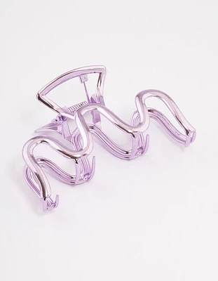 Pink Coated Wave Claw Clip