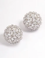 Rhodium Dome Sparkle Earrings