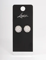 Rhodium Dome Sparkle Earrings