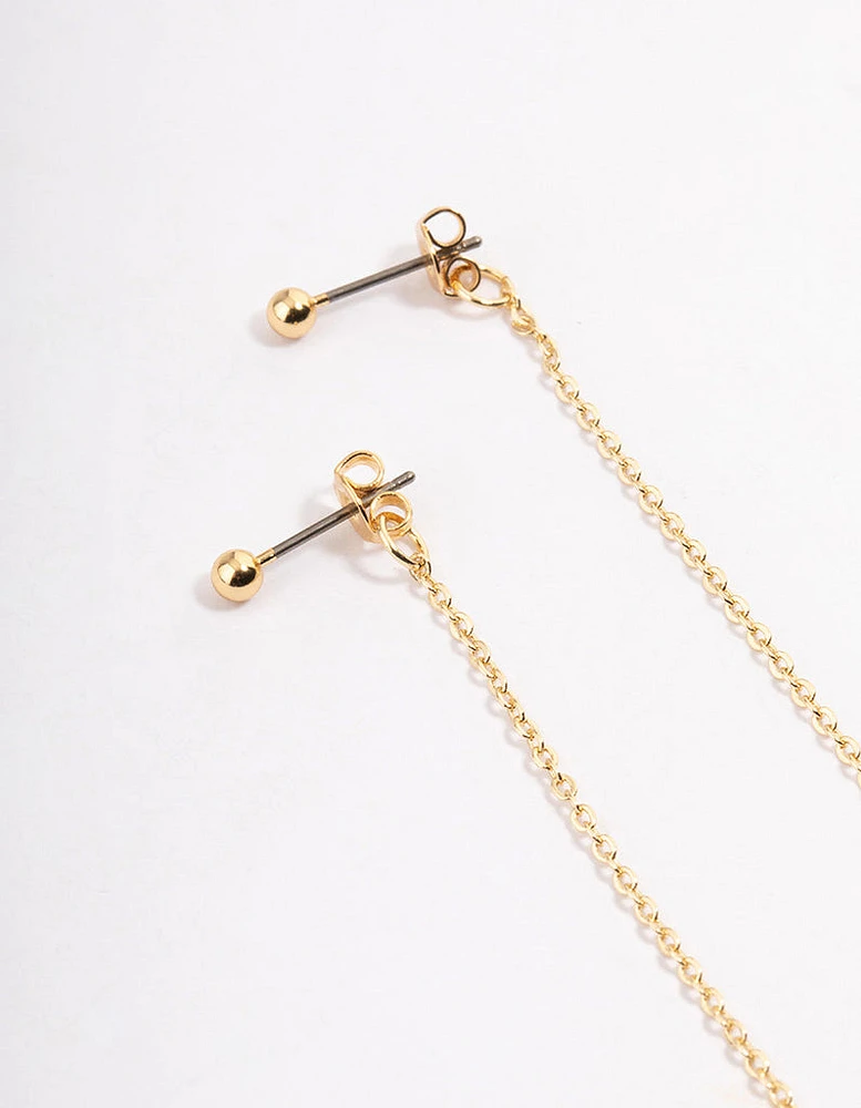 Gold Plated Mini Freshwater Pearl Chain Drop Earrings