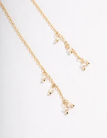 Gold Plated Mini Freshwater Pearl Chain Drop Earrings