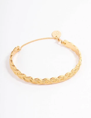 Gold Plated Twisted Weave Cuff Bangle