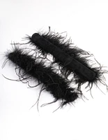 Black Fabric Feather Slapband Bracelet Pack