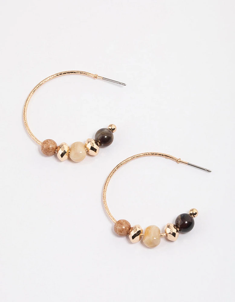 Neutral Small Mixed Beaded Hoop Earrings