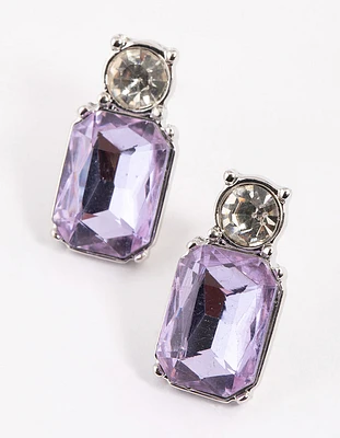 Lilac Round & Radiant Stud Earrings
