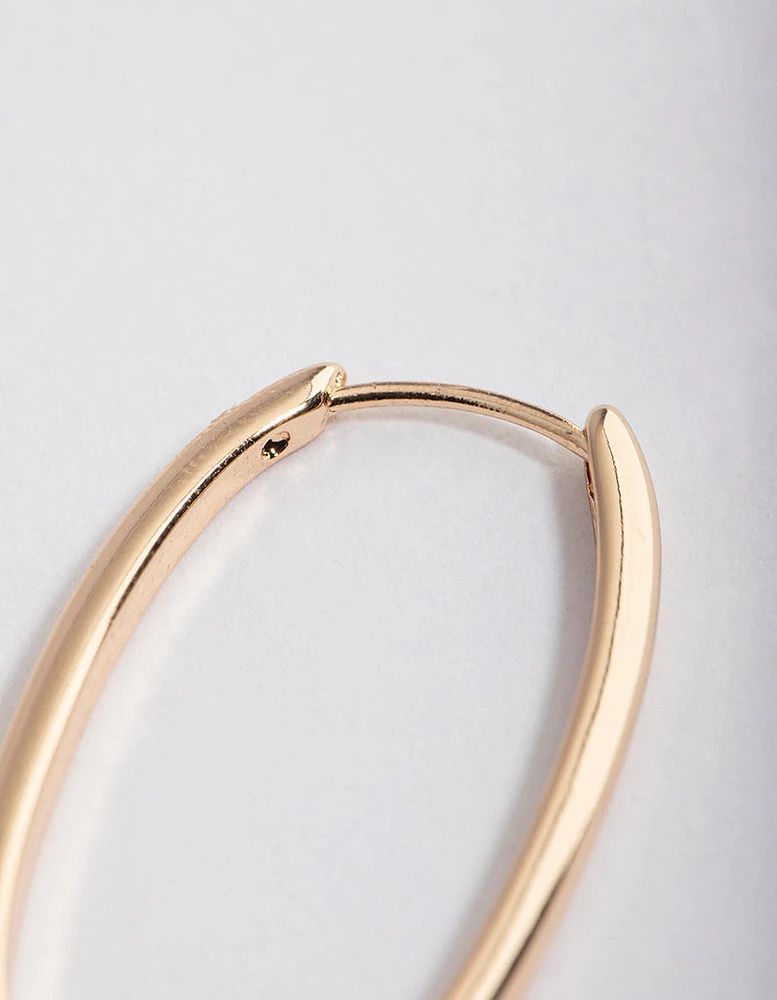 Gold Long Skinny Oval Hoop Earrings