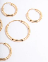 Gold Basic Skinny Graduating Earrings Pack