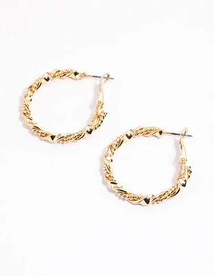 Gold Mixed Double Twisted Hoop Earrings