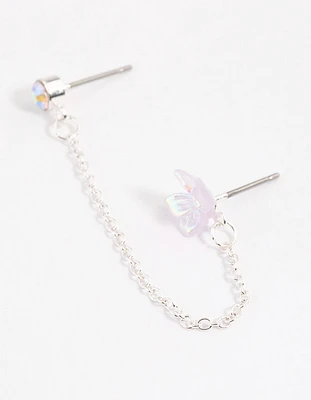 Lilac Dainty Butterfly Chain Earrings