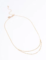 Gold Clamped Cable Double Necklace