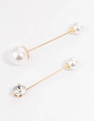 Gold Pearl & Diamante Scarf Pin Pack