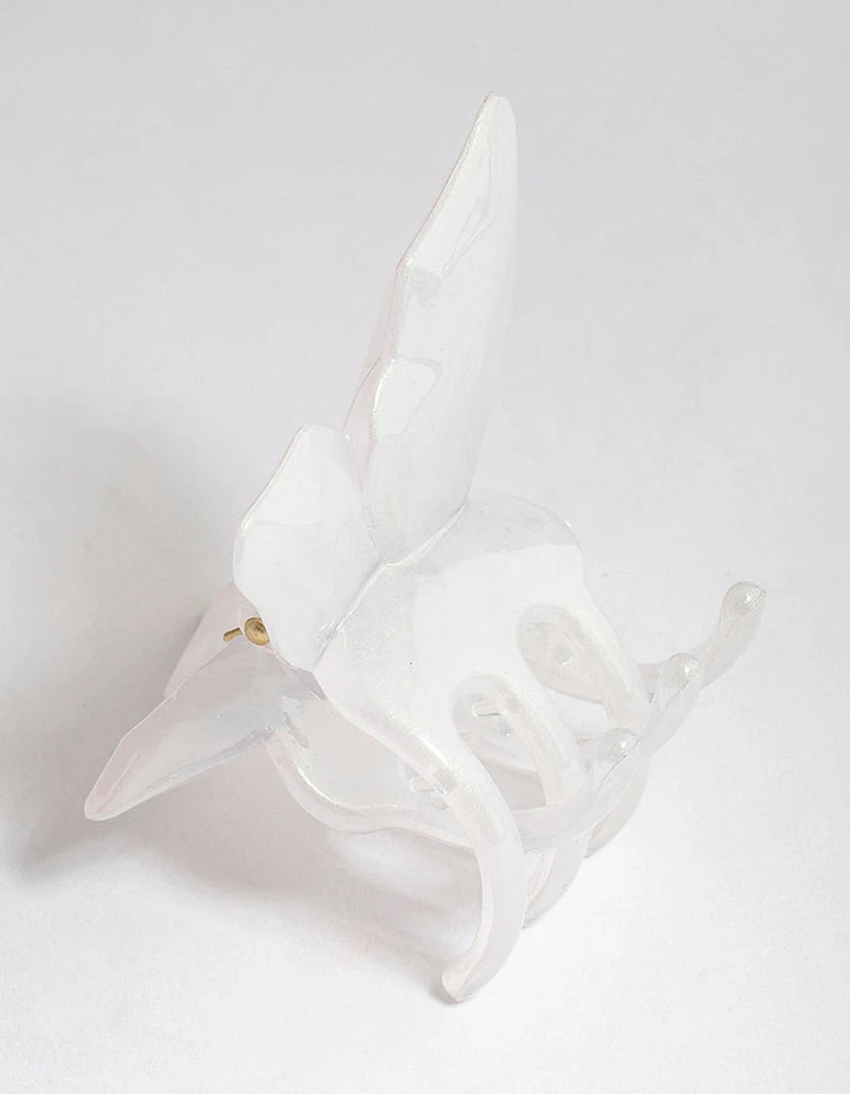 Plastic White Butterfly Claw Clip