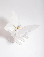 Plastic White Butterfly Claw Clip