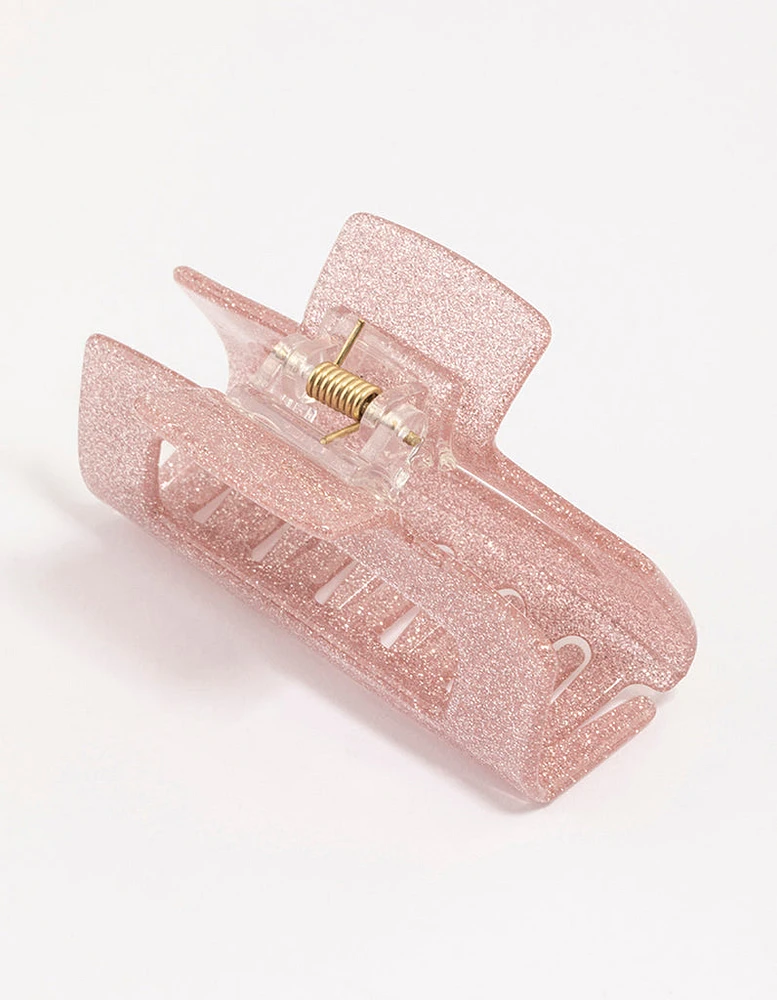 Plastic Pink Glitter Claw Clip