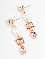 Blush Multi Stone & Pearl Drop Earrings