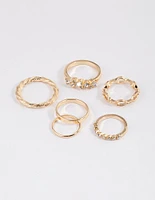 Gold Mixed Stone Cluster Ring 6-Pack