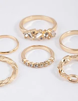 Gold Mixed Stone Cluster Ring 6-Pack