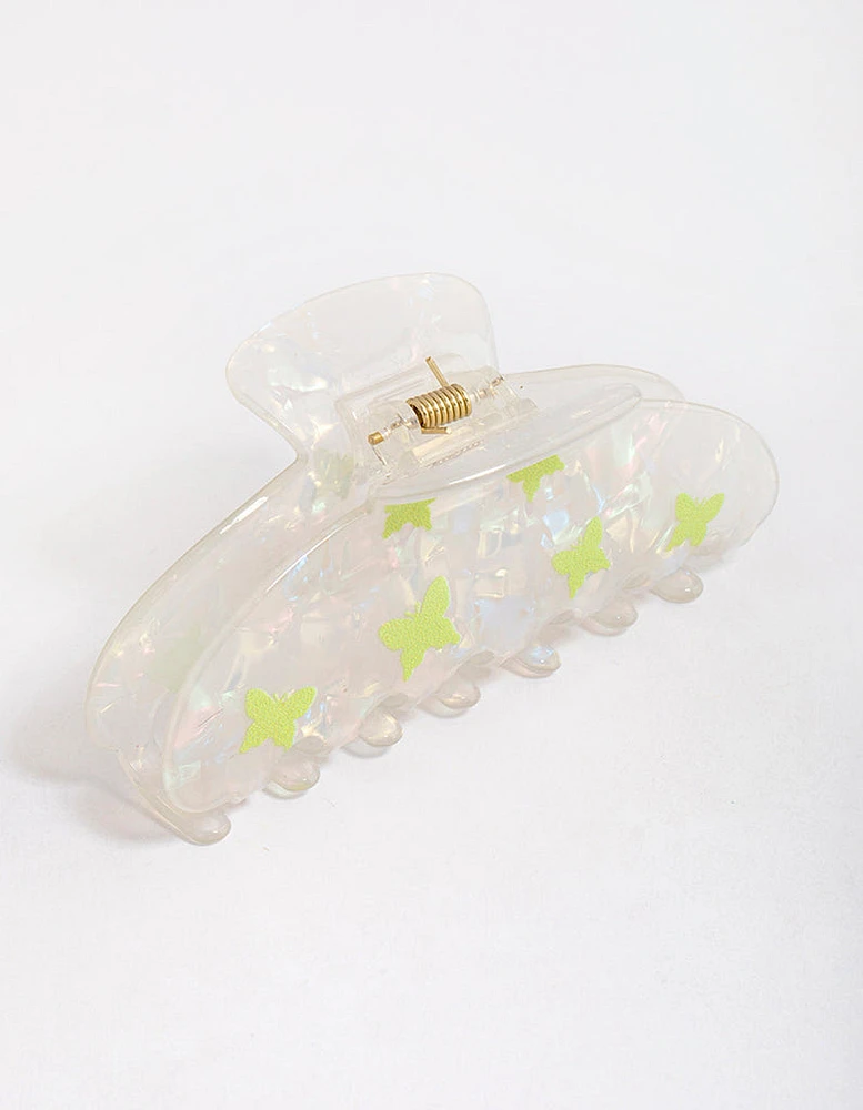 Clear Marble Butterfly Print Acrylic Claw Clip