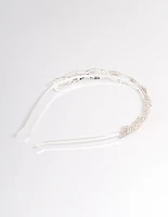 Silver Weaved Diamante Headband