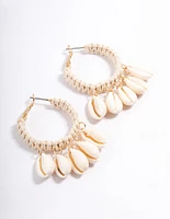 Gold Wrapped Shell Hoop Earrings