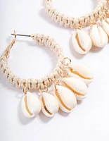 Gold Wrapped Shell Hoop Earrings