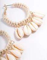 Gold Wrapped Shell Hoop Earrings