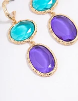 Gold Round Crystal Drop Earrings