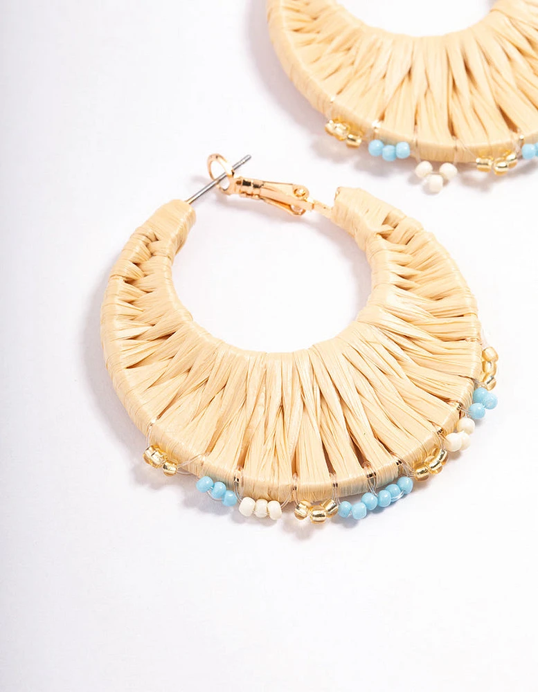 Fabric Raffia Hoop Earrings