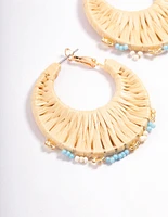 Fabric Raffia Hoop Earrings