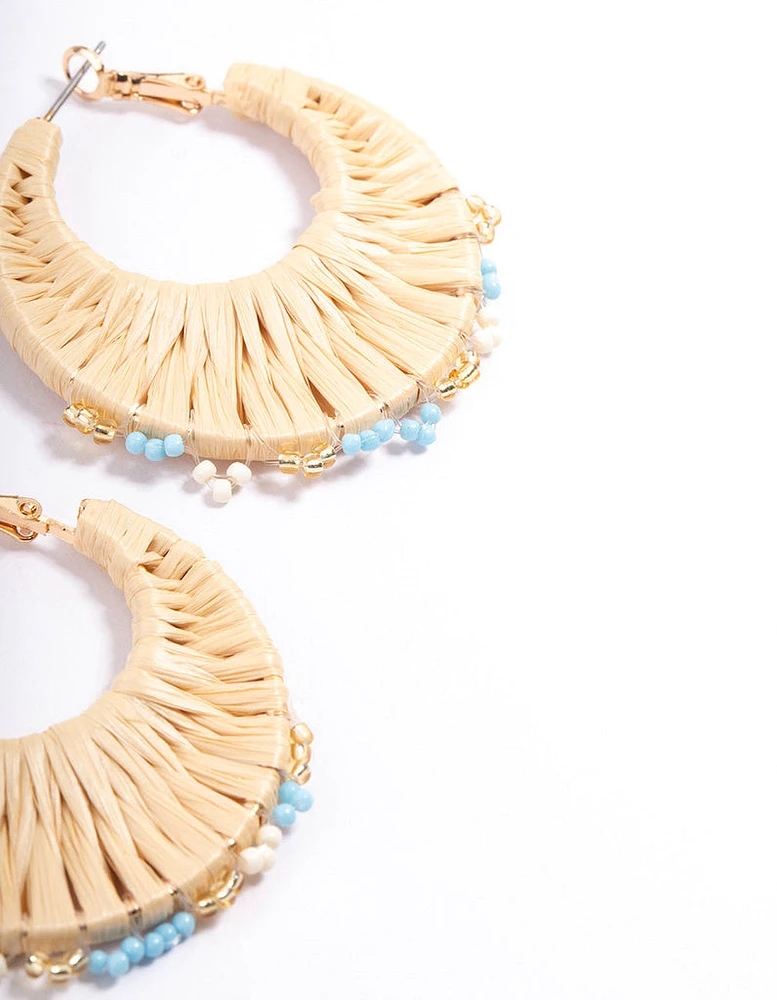 Fabric Raffia Hoop Earrings