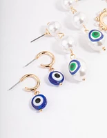 Gold Evil Eye Multi-Pack Earrings