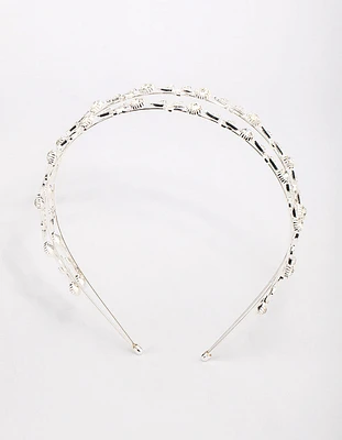 Silver Floral Diamante Headband