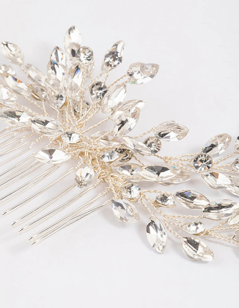 Silver Large Marquise Hair Comb