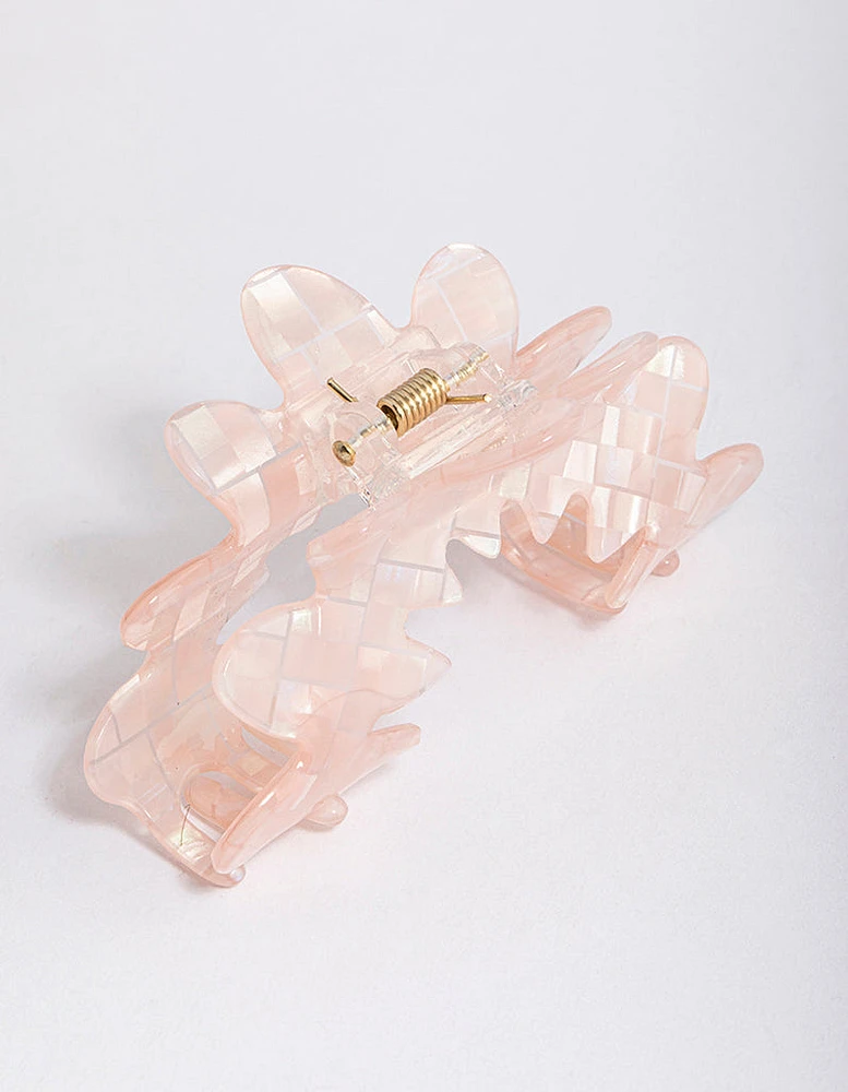 Acrylic Wavy Check Claw Clip