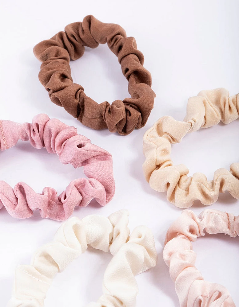 Fabric Thin Satin Scrunchie 5-Pack