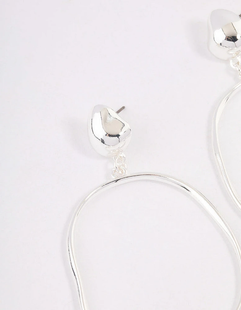 Silver Plated Doorknocker Circle Earrings