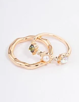 Gold Small Jewels Statement Pack Ring