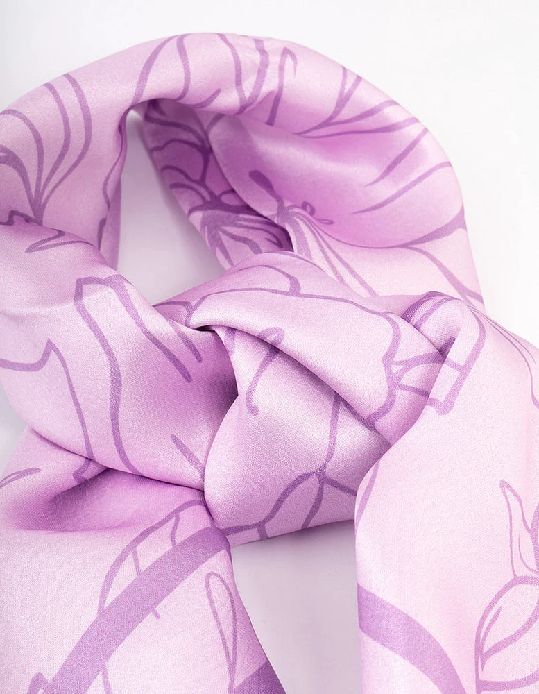 Purple Fabric Outline Print Scarf