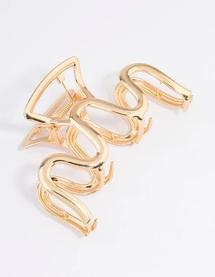 Gold Small Metal Wavy Claw Clip