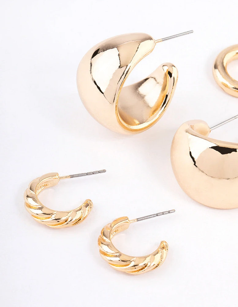 Gold Mixed Hoop Earring Pack