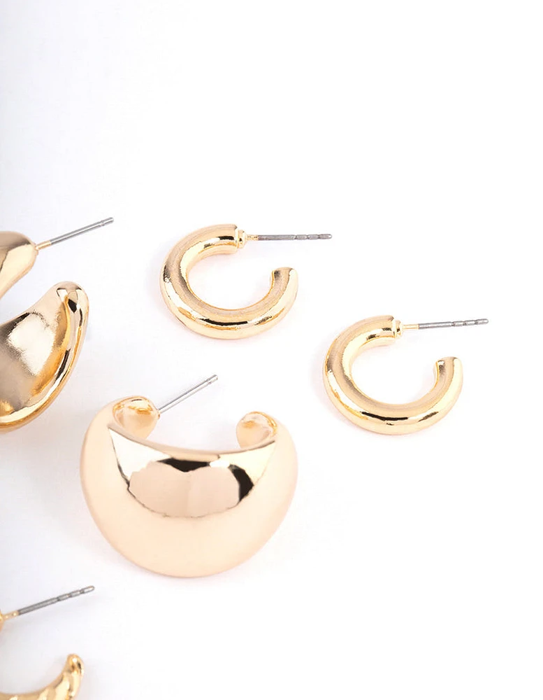 Gold Mixed Hoop Earring Pack