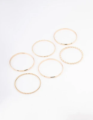 Gold Twisted & Plain Bracelet 6-Pack