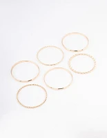 Gold Twisted & Plain Bracelet 6-Pack