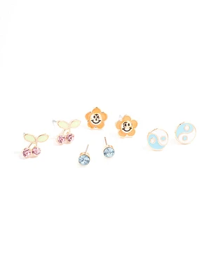 Pastel Enamel Charm Earrings 4-Pack