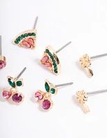 Pink Fruity Stud Earrings 4-Pack