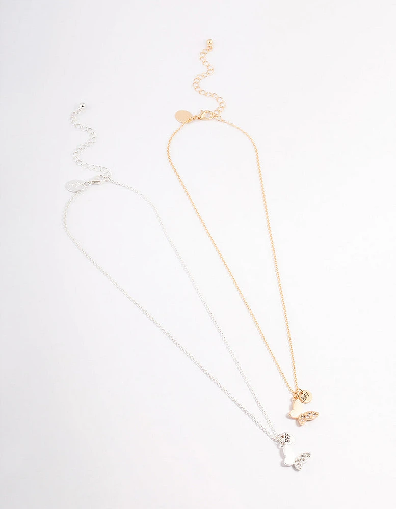 Diamante Butterfly Bestie Necklace Pack